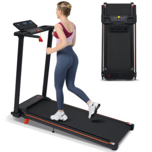 Treadmill With 8 Incline, Portable Treadmills For Home With Handle, Foldable Treadmills With 265 Lbs Capacity, 3.0HP Treadmill With 4 Adjustable Support Feet